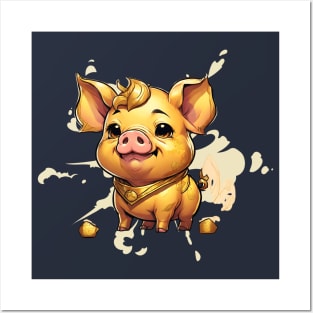 golden piggy bank Posters and Art